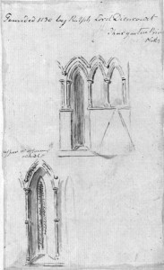 Detail of church tower Thurgarton Powell 1819